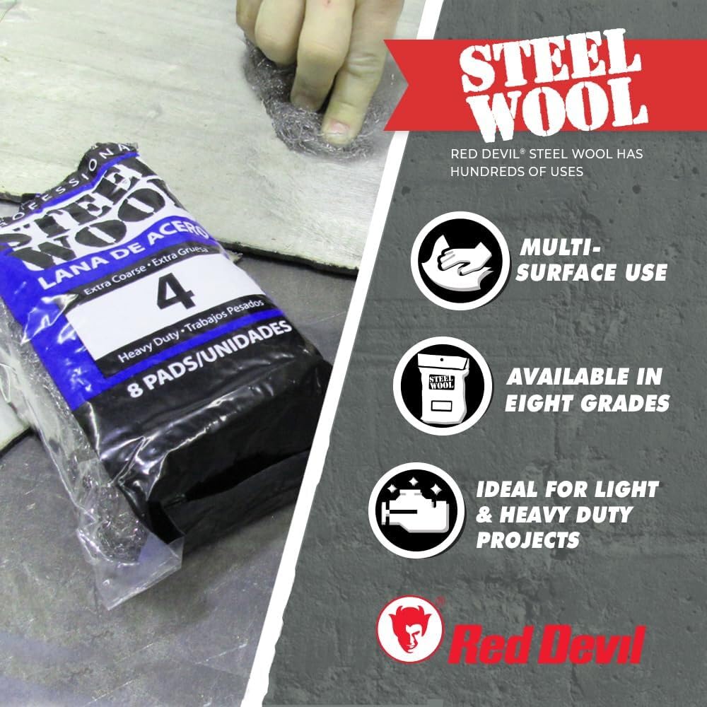 Red Devil #0000 Steel Wool - 8 Pack -3