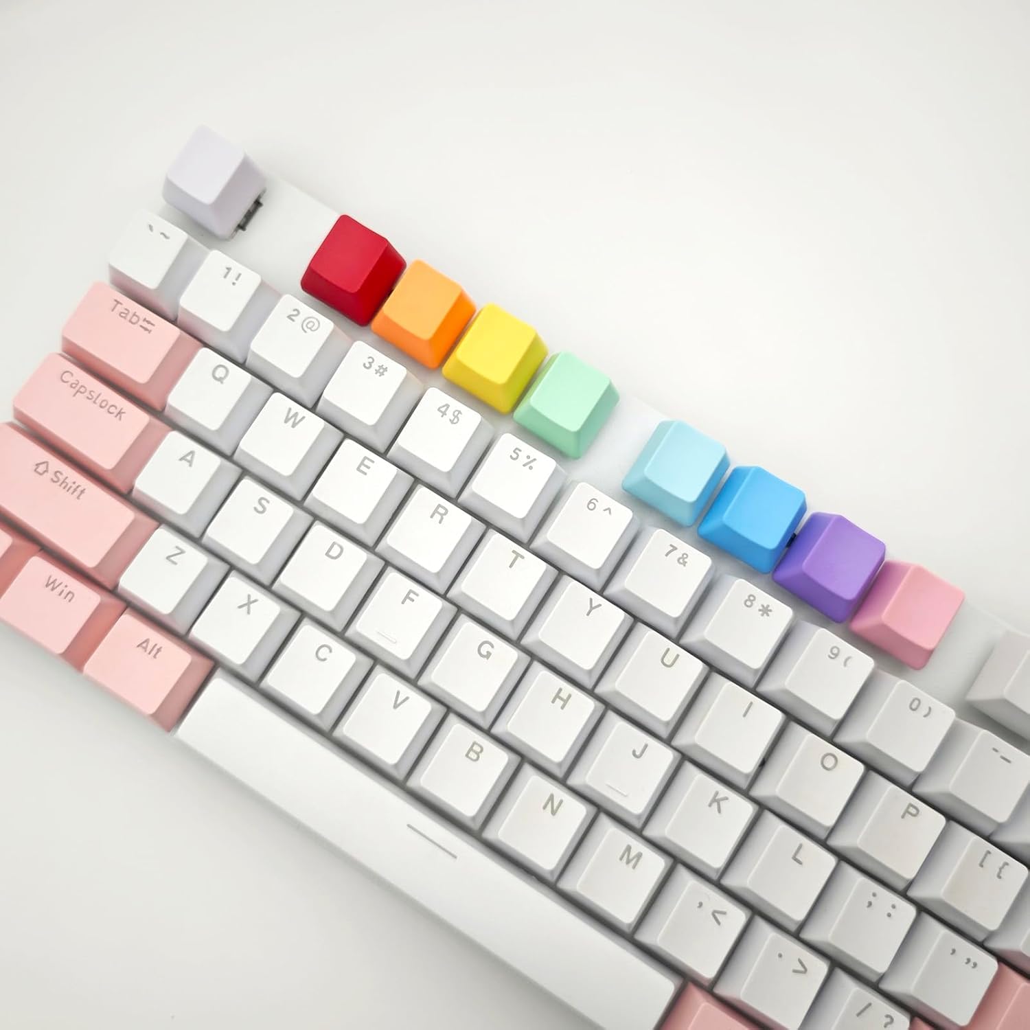 Lot de 100 capuchons de touches PBT Profil OEM PBT Couleurs mélangées 1U R4 Capuchons de touches pour clavier mécanique MX (couleur mélangée, 100 pièces)