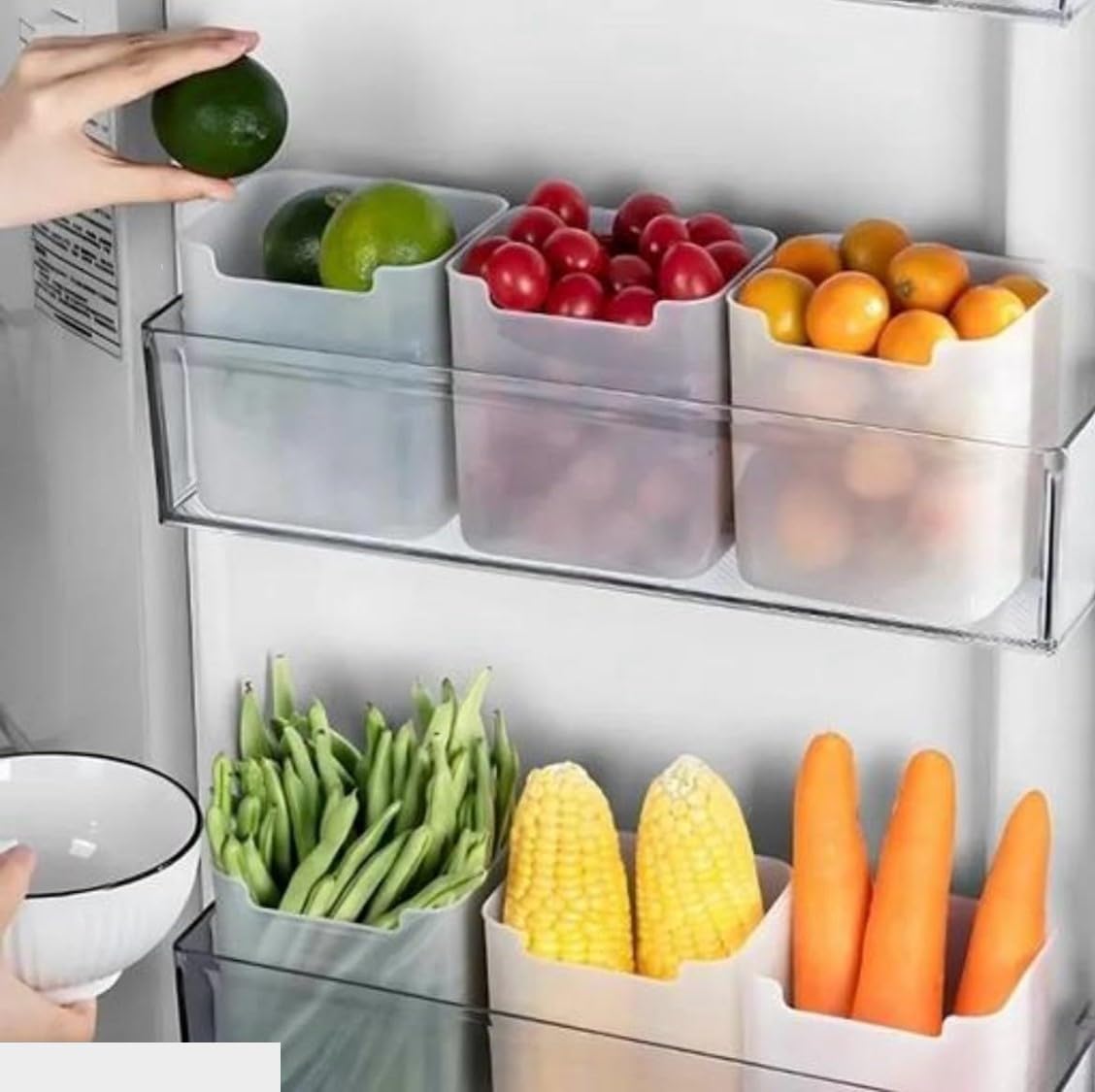 RIOMAX Fridge Storage Boxes Fridge Organizer Space-saving Refrigerator Side Door Open Container Vegetables, Fruits Space Saving Open Storage Container (900 ML, Pack of 6) RIOMAX Fridge Storage Boxes Fridge Organizer Space-saving Refrigerator Side Door Open Container Vegetables, Fruits Space Saving Open Storage Container (900 ML, Pack of 6)