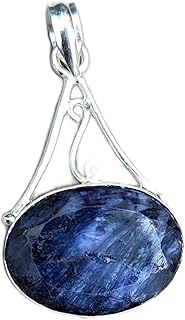Sapphire Pendant, 925 Sterling Silver Plated, Oval Stone Pendant, Blue Stone Pendant, Raw Stone Pendant, September Birthstone Pendant, Gemstone Jewelry, Gift For Her, Gift For Him, Unisex Pendant