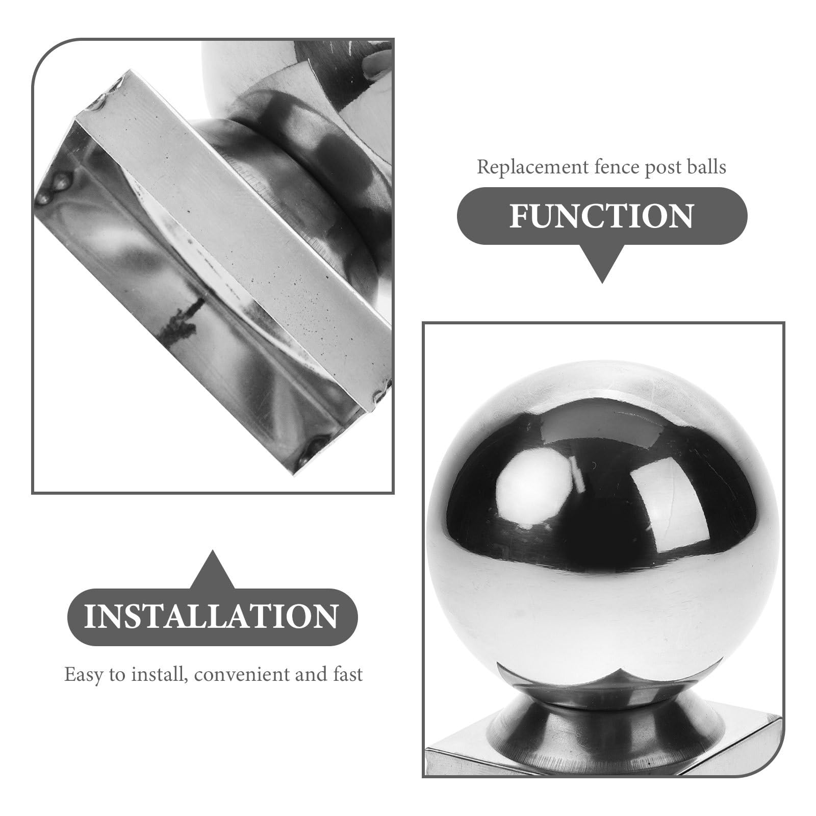 Abaodam Sfera in Acciaio Inossidabile per Recinzioni Supporto Stabile e Design Elegante per Copertura Ringhiera e Protezione Posti di Recinzione