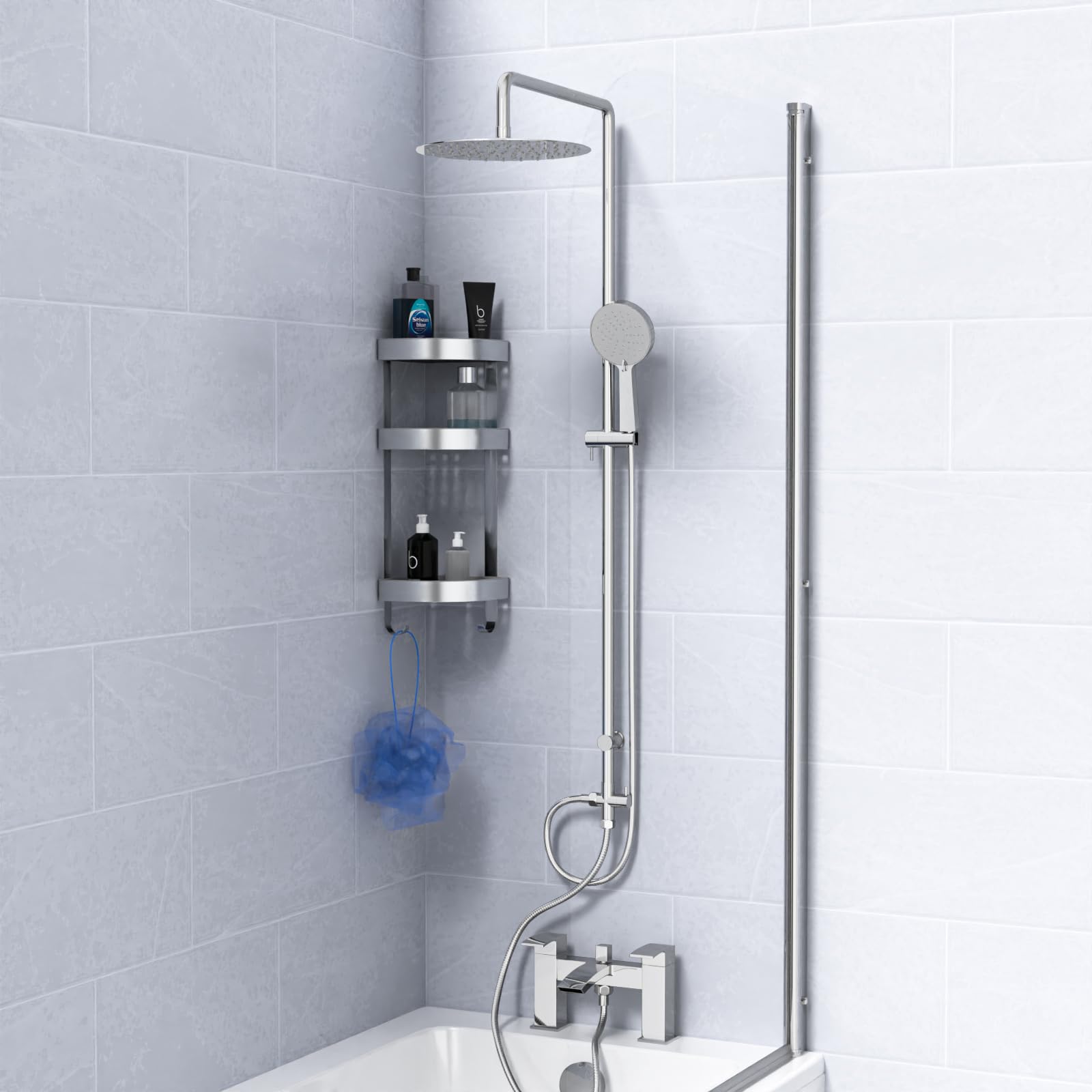 B&Q -  Modern Exposed Shower Mixer Handset & Bath Shower Mixer