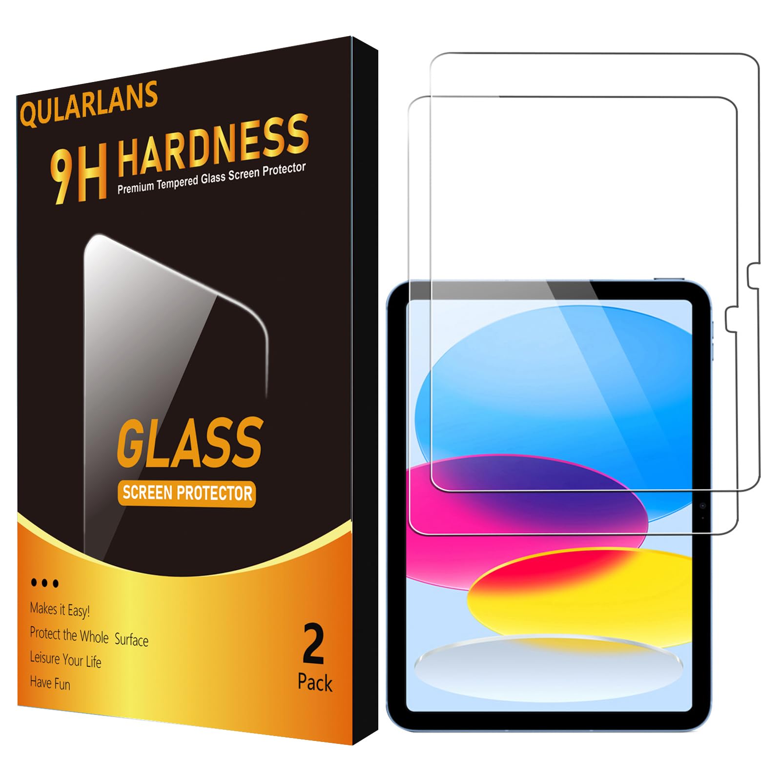 Qularlans 2 Pack Screen Protector for iPad 11th Generation A16 2025 11 Inch/iPad 10th Generation 2022 10.9 Inch, 9H Hardness Tempered Glass Ultra
