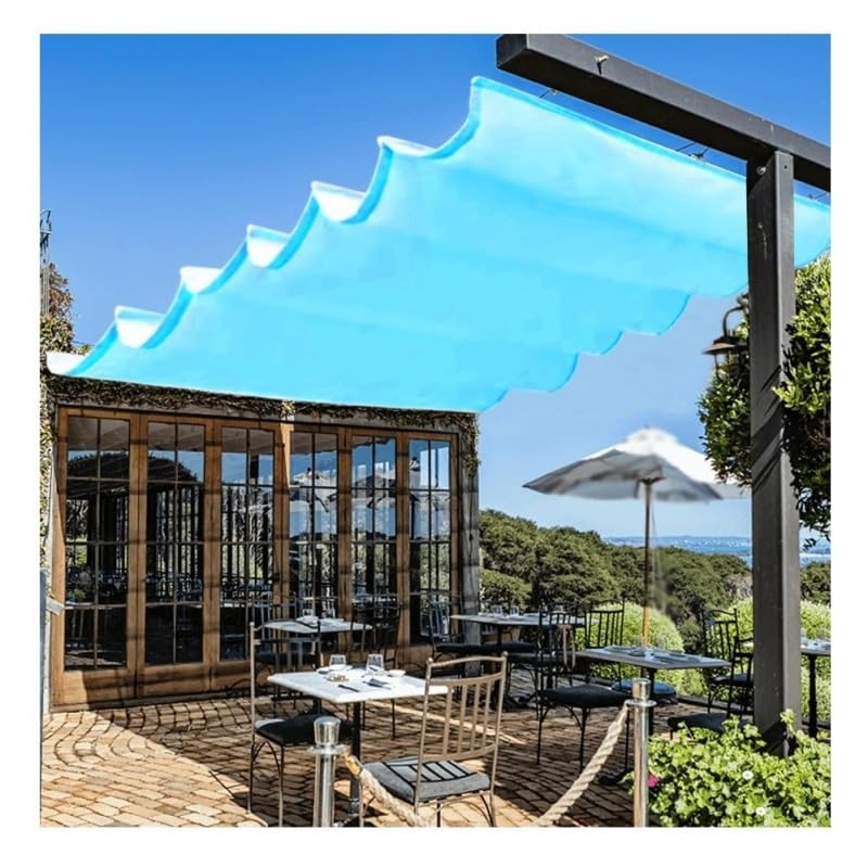regenfest pergola markise wasserdicht Bausätze Für Terrassenüberdachungen, Einziehbare Sonnensegel-Abdeckung, Pergola-Ersatz Schiebedraht Welle Für Außenterrasse Veranda (Farbe : Sapphire Blue, Größe : 1.5X Size:62 cm (Riders 6'2