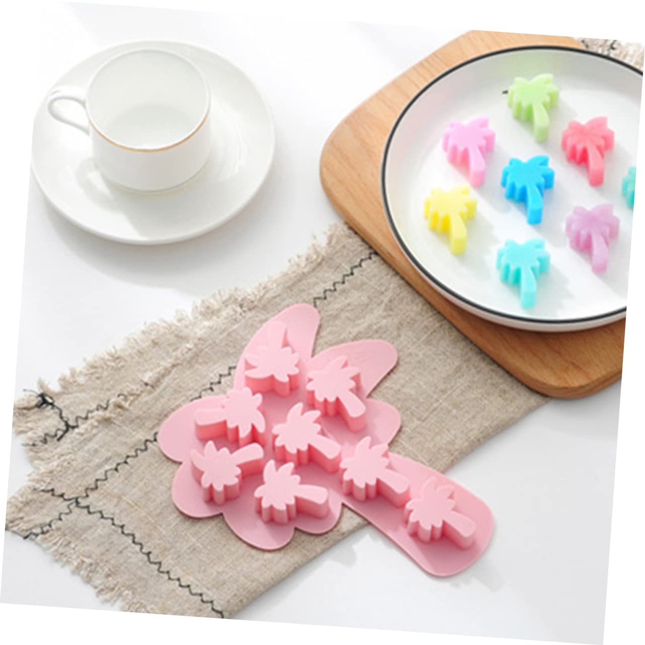 STOBAZA 2-teilige Silikon Backform - Palmbaum & Kokosnuss Form Für Eiswürfel, Schokolade & Fondant, BPA-frei