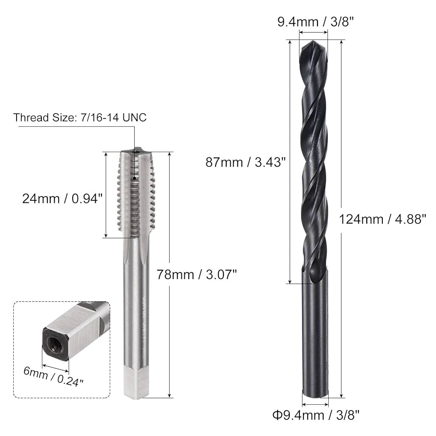 Amazon.com: uxcell Tap and Drill Bit Set, 7/16-14 UNC Thread