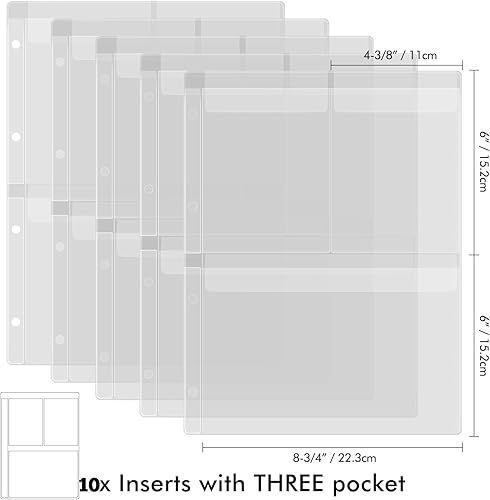 Miniatura 2 de Paquete de 10 bolsillos de plástico tamaño A4, 4 agujeros, carpetas de PVC impermeables, bolsa de hojas sueltas para presupuestos, bolsas de hojas