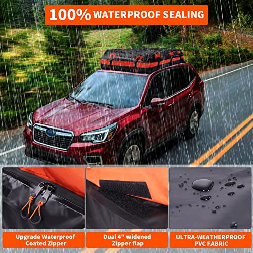 Rooftop Cargo Carrier,16 Cubic Feet Soft-Shell Rooftop Cargo Bag, Car Topper Luggage Carrier Waterproof With Anti-Slip Mat For All Vehicles With/Without Rack,Includes 6 Door Hooks #TOP2