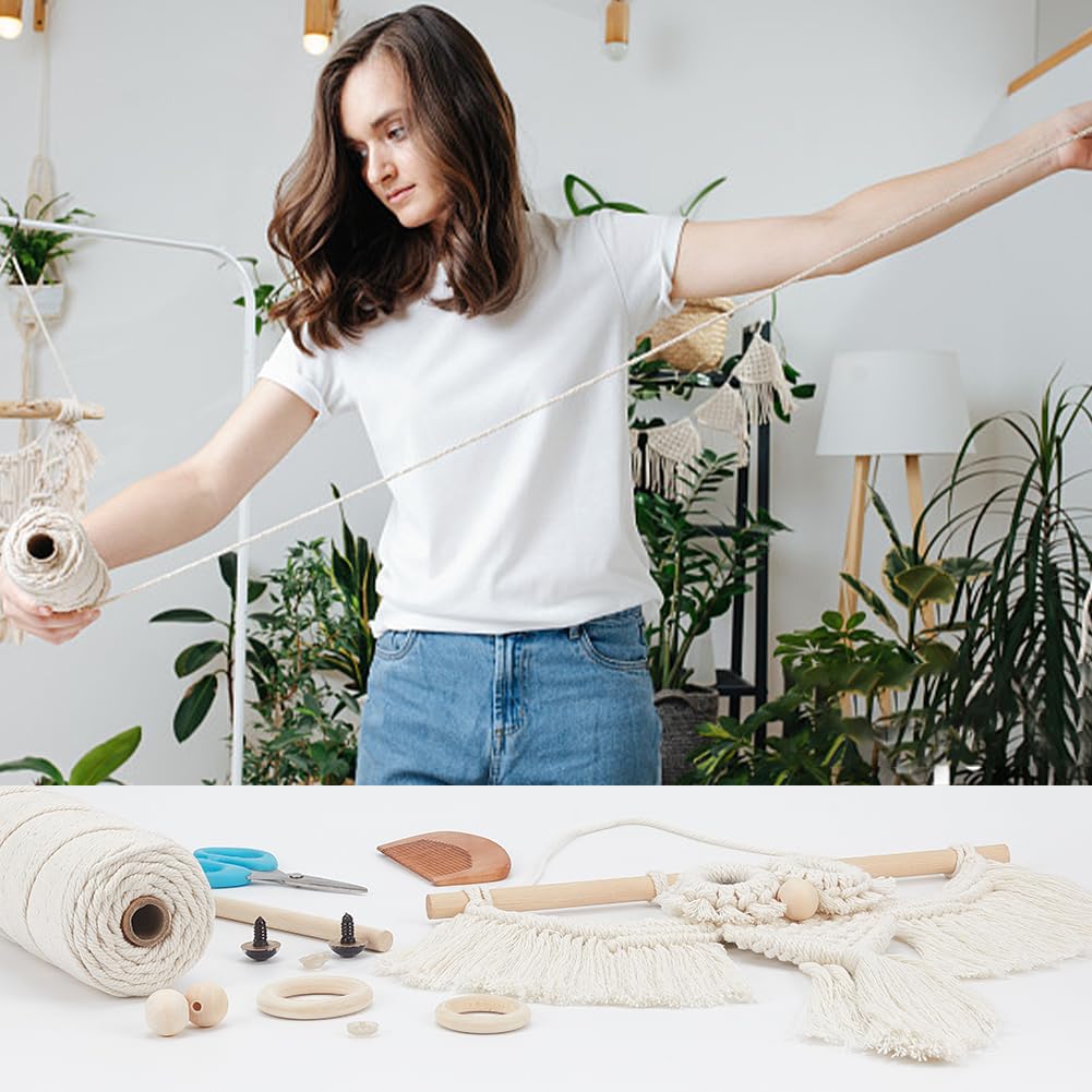 BEUNITONE Makramee-Kits für Erwachsene - 2 Set Anfänger DIY Makramee Kit mit Anleitung, Baumwollseil Eule Dekoration für Wand und Flur