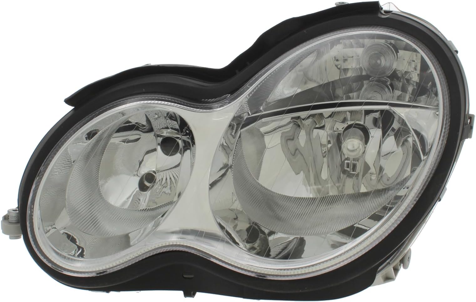 Replacement Headlight Assembly Electric Adjustment Chrome Inner Halogen Compatible With Mercedes Benz C Class S203 W203 Estate & Saloon 2002-2008 For UK Passengers Side Left Hand