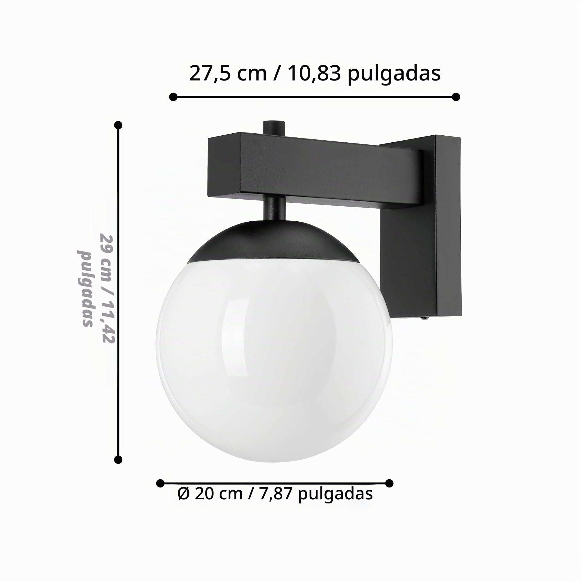 EGLO Bufalata Aplique para exteriores, iluminación exterior, lámpara | de pared exterior de metal negro, globo de plástico blanco, casquillo E27, IP44