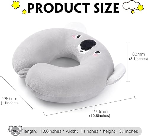 Miniatura 16 de H HOMEWINS Travel Pillow for Kids,Cute Animal Neck Pillow for Boys Girls,Soft Neck Head Chin Support Pillow,Travel Accessories for Airplane, Car