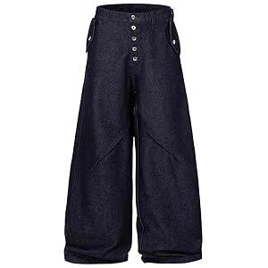 Mens Vintage Baggy Jeans Loose Fit Wide Leg Denim Pants Full Length Trousers with Slight Stretch and Button