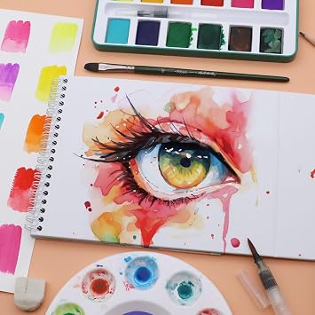 Mont Marte Watercolor Set Full Pan Signature 13pc in Tin, Vibrant, Multi-Color with Translucent Finish, Portable Watercolor Set