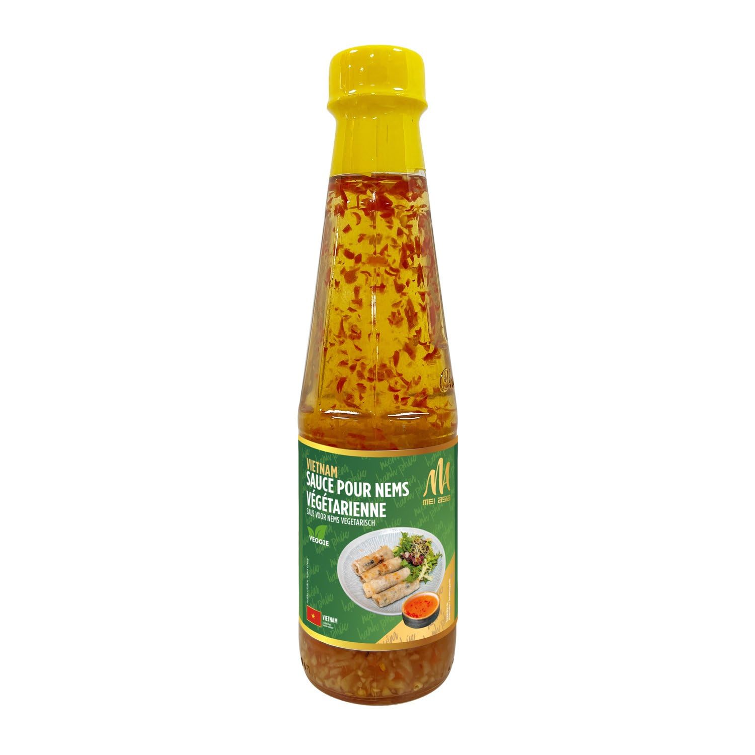MEI ASIA - Sauce pour Nems Végétarienne - Recette Vietnamienne · À Base de Soja et D'Ail · Avec Piment et Carotte · Incontournable pour les Entrées Asiatiques - La Bouteille de 250ml - Le Lot De 4