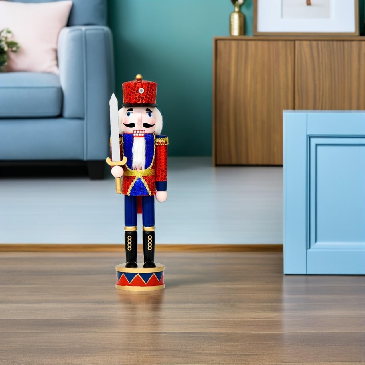 Cabilock Wooden Nutcracker Figurine: Nutcracker Christmas Soldier Ornament for Holiday Table Decoration, 14. 17 Inch Multi-Color Wood Collectible