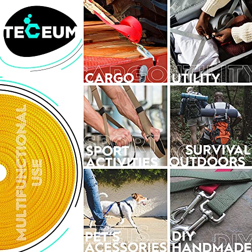 Image of TECEUM 3 /4 inch & 5 /8 inch & 1 inch & 1.5 inch & 2 inch Webbing - 10 25 50 Yards - 40+ Colors - Heavy Duty 1 Inch 1.5 Inch 2 Inch Backpack Straps - Webbing for Outdoors Indoors Crafting DIY
