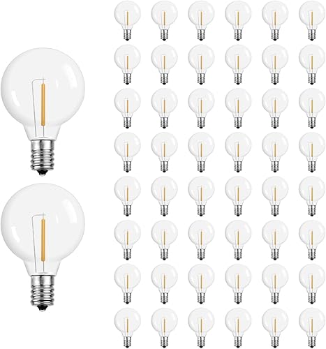 Meconard Bombillas LED G40 de repuesto, bombillas LED inastillables de 1.57 pulgadas y 1 vatio, para cadena de luces interiores y exteriores,