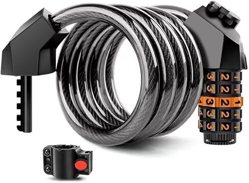 Vista 4 de Bicycle Lock, 12mm Thick Steel Cable, 5-Digit Combination, Waterproof and Rust-Resistant for Cycling Security, Black(1.2m Black)