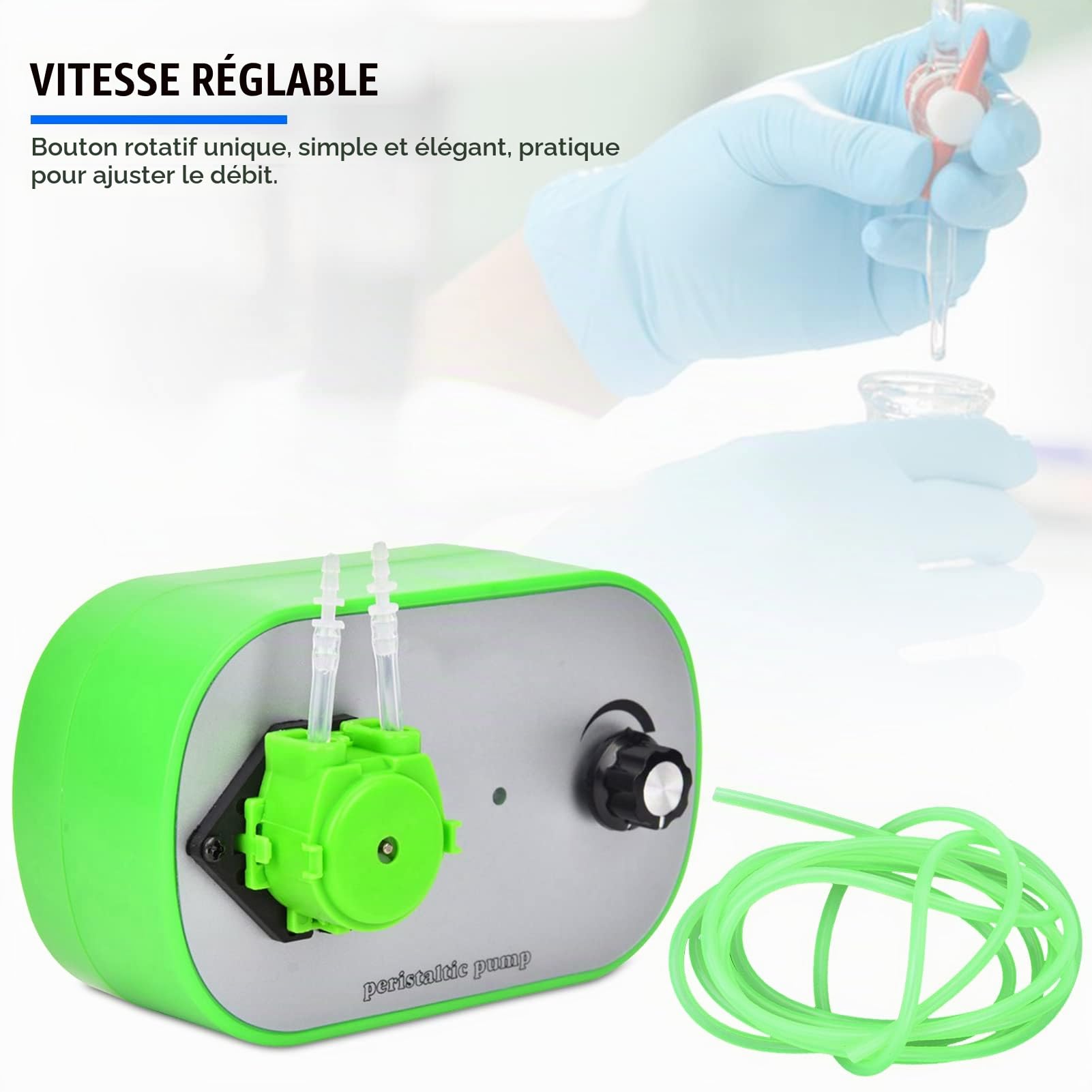 Pompe péristaltique, pompe à liquide péristaltique G628-1 Pompe doseuse à vitesse réglable 100-240V(19～120ml/min (G628-1-3) EU PLUG)