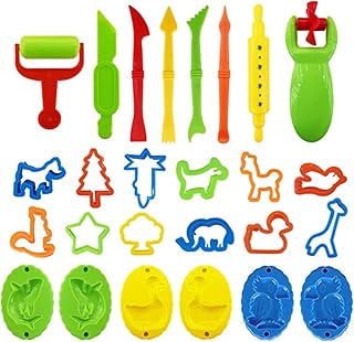 Baugger Ferramentas de massinha,26 peças ferramentas de massinha conjunto de acessórios de massinha vários moldes de plástico rolos cortadores presente educacional para crianças, cor aleatória