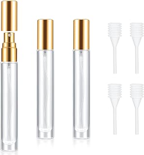 Set de 4 pulverizadores de perfume de vidrio, botellas de spray recargables con nebulización fina, frascos vacíos para perfume, muestras de viaje, maquillaje - oro