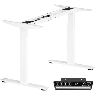 Okin Standing Desk Frame 3 Stage Dual Motor, Electric Stand Desk Legs Workstation up to 49.2",T-Shaped 270lb Load Adjustable Standing Computer Desk Base 43.3-71" for Home and Office,Glossy White