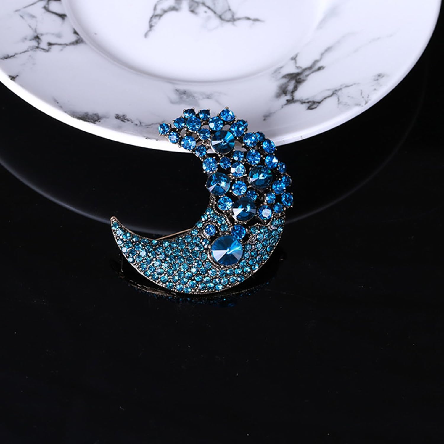 Rhinestone Moon/Sun Brooch Pin for Women Crystal Celestial Brooches Elegant Dress Suit Accessories Sun/Moon Lapel Pins Jewelry