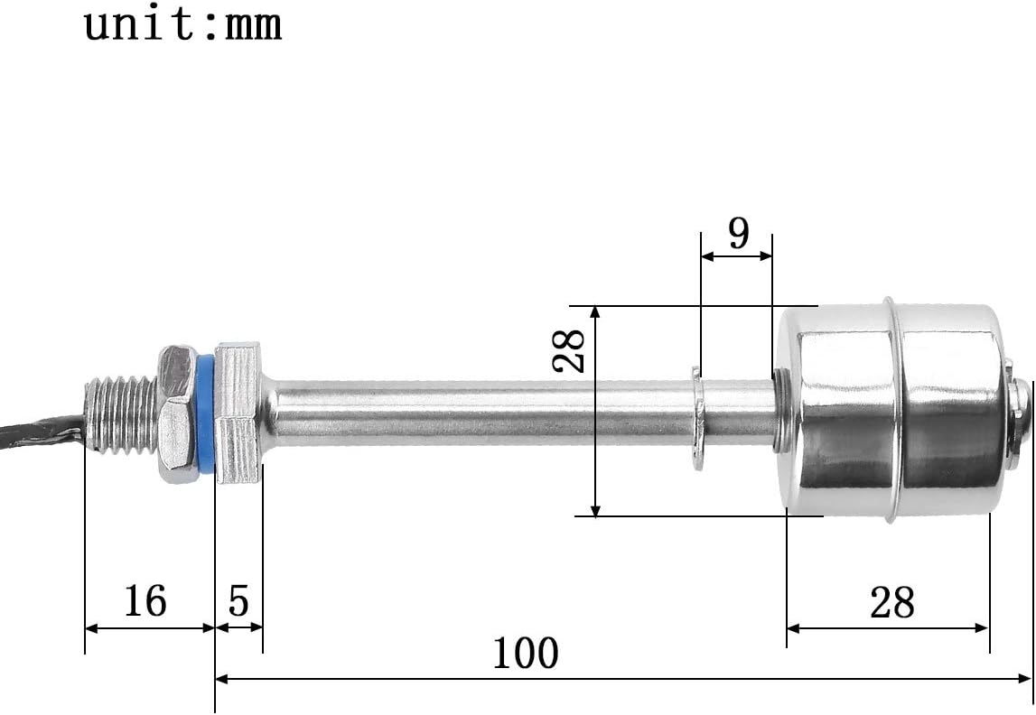 4" Float Switch Stainless Steel Tank Water Level Sensor 110V ES10010 Wire Length 12inch