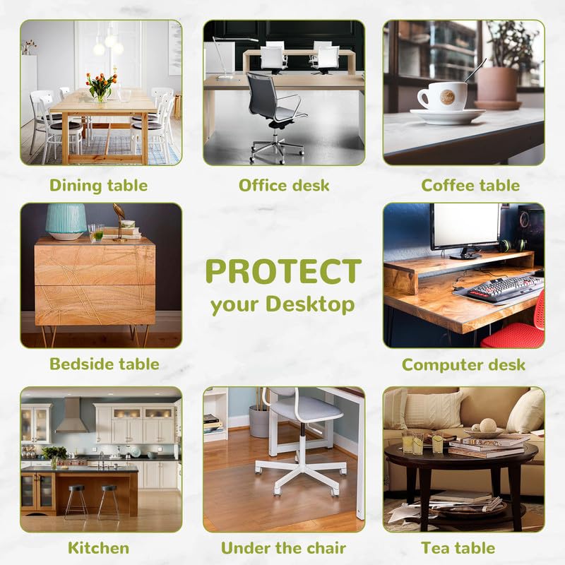 Image of 48 x 108 Inch Clear Table Cover Protector, 2mm Thick Clear Table Protector for Dining Room Table, Plastic Table Cover, Waterproof Table Pad for Kitchen, Office