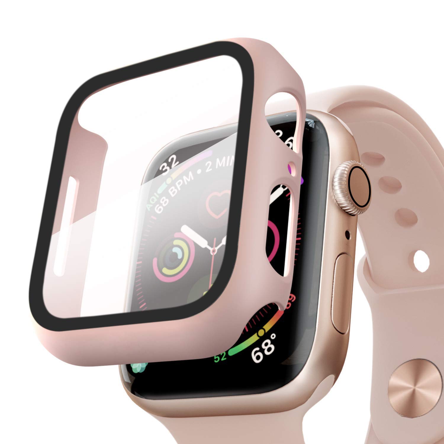 Microsonic Apple Watch Series 7 45mm için Kılıf Matte Premium Slim WatchBand Rose Gold