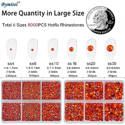 Image of Bymitel Hotfix Crystal Rhinestones Round Gems for Crafts,Mixed 6 Sizes with Wax Pencil Kit, Hyacinth 1.6-6.3mm SS4-SS30 /8000pcs