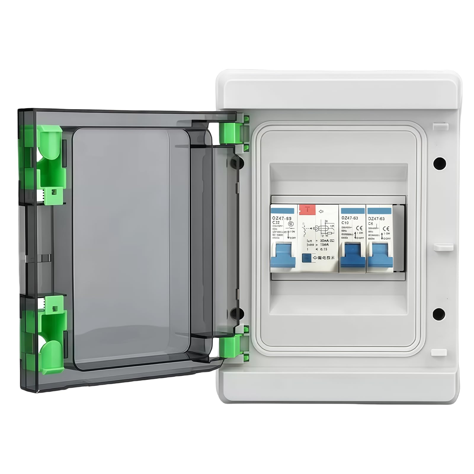 2 Way RCD Consumer Unit: PRITOK Circuit Breaker Consumer Unit, 63 Amp 30mA with 6 x MCBs 6 Amp and 32 Amp