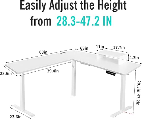 Miniatura 3 de UNICOO - Escritorio eléctrico de altura ajustable con triple motor en forma de L escritorio de esquina de computadora escritorio de juegos en casa