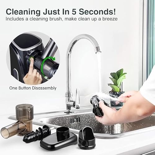 Juicer Machines,Amzchef Slow Masticating Juicer Extractor, Cold Press Juicer With Two Speed Modes, Travel Bottle(500Ml),Led Display, Easy To Clean Brush & Quiet Motor For Vegetables&Fruits (Black) #TOP7