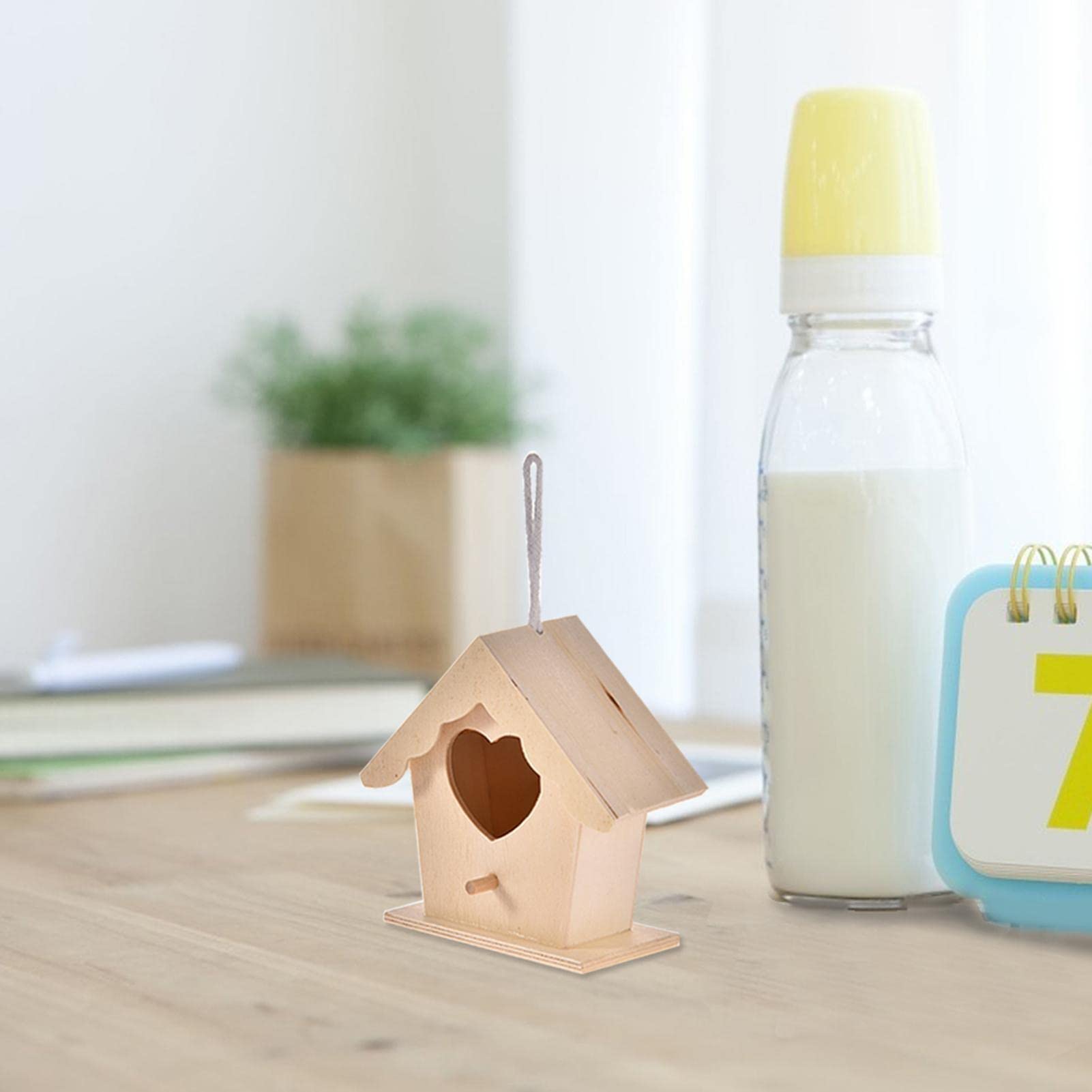 Casa De Pájaros De Madera Para Exterior, Estilo Cabaña De Bricolaje Con Forma única, Colgante Con Cordón, Ideal Para Jardín Y Atraer Aves, Se Puede Pintar A Mano