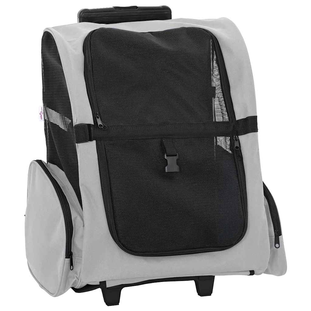 Carrello per animali domestici 3 in 1 design grigio 48x32x(57-106) cm tessuto Oxford,Articoli per animali,Animali domestici - Articoli,Passeggini per animali domestici-42007373