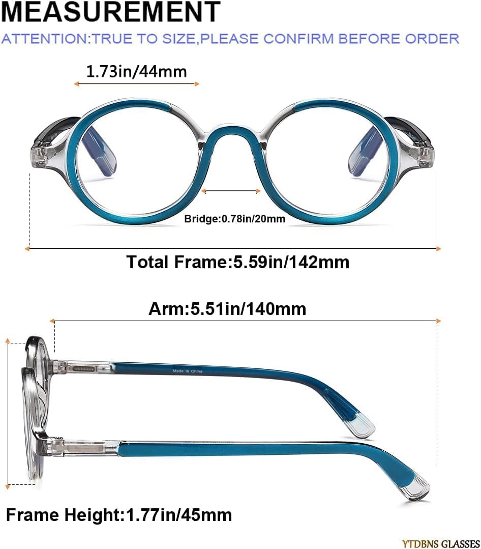 Retro Round Reading Glasses for Men and Women, Stylish Color Frame Design, Blue Light Blocking, Spring Hinges, Anti Eye Strain Computer Readers, 1.5 - Image 2