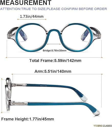 Miniatura 9 de YTDBNS Gafas de lectura para mujeres y hombres  Paquete de 2 lentes de lectura retro redondos con bloqueo de luz azul, lentes de lectura para
