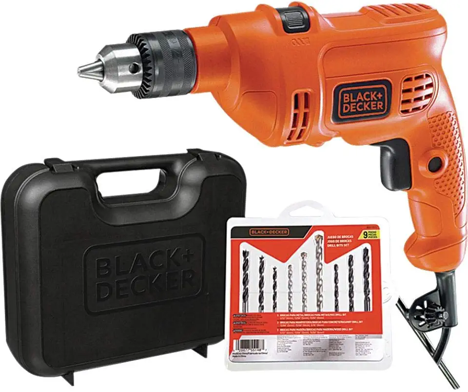 BLACK+DECKER Furadeira de Impacto 10mm, Potência 560W, com Maleta e 9 Brocas, Modelo TM500KB9, 110V
