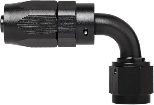 6AN 90 Degree Elbow Hose End Fitting Swivel Aluminum Black