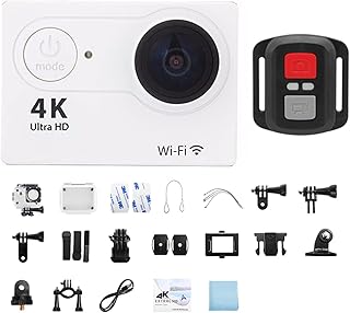Waterproof Action Camera Waterproof Action Camera 4K Ultra HD 4K Action Camera 1080P/30fps WiFi 2.0-inch Screen 170D Capture Your Every Moment (Size : No Card, Color : White-Telecontrol)