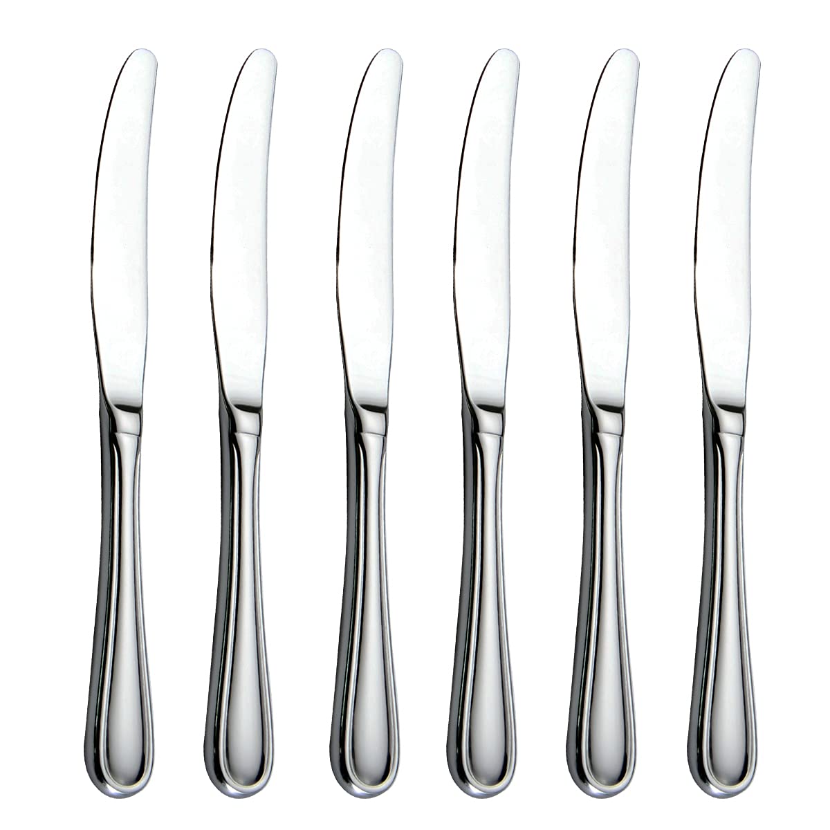 Dinner Knives Set, 6 Pcs Hollow Handle Table Knives Stainless Steel Butter Knife, Silver, Dishwasher Safe