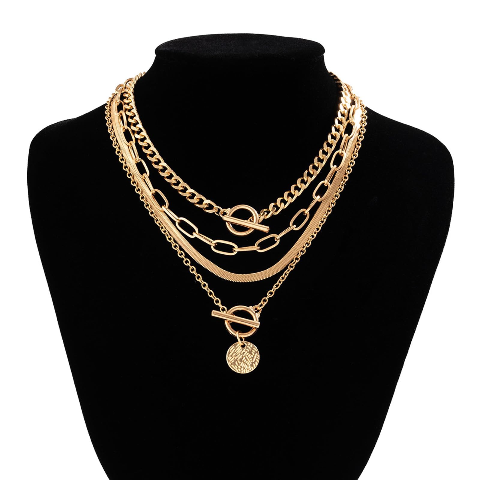 Collane d'oro a più Livelli per la Collana tbar da Donna con Filo snapus di Gioielli alla Moda.