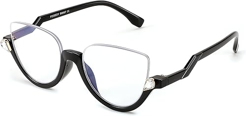 FEISEDY Gafas de lectura para las mujeres moda medio marco ojo de gato gafas antideslumbrantes B0067
