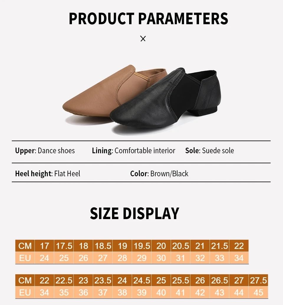 Scarpe Da Ballo Jazz In Vera Pelle Con Suola Antiscivolo Nera Marrone Chiaro Bambina For Ginnastica Unisex Slip On