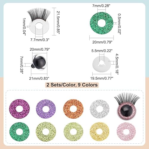 Miniatura 2 de PH PandaHall Ojos de seguridad con pestañas Ojos Amigurumi Ojos de peluche Ojos de ganchillo artesanales con arandelas