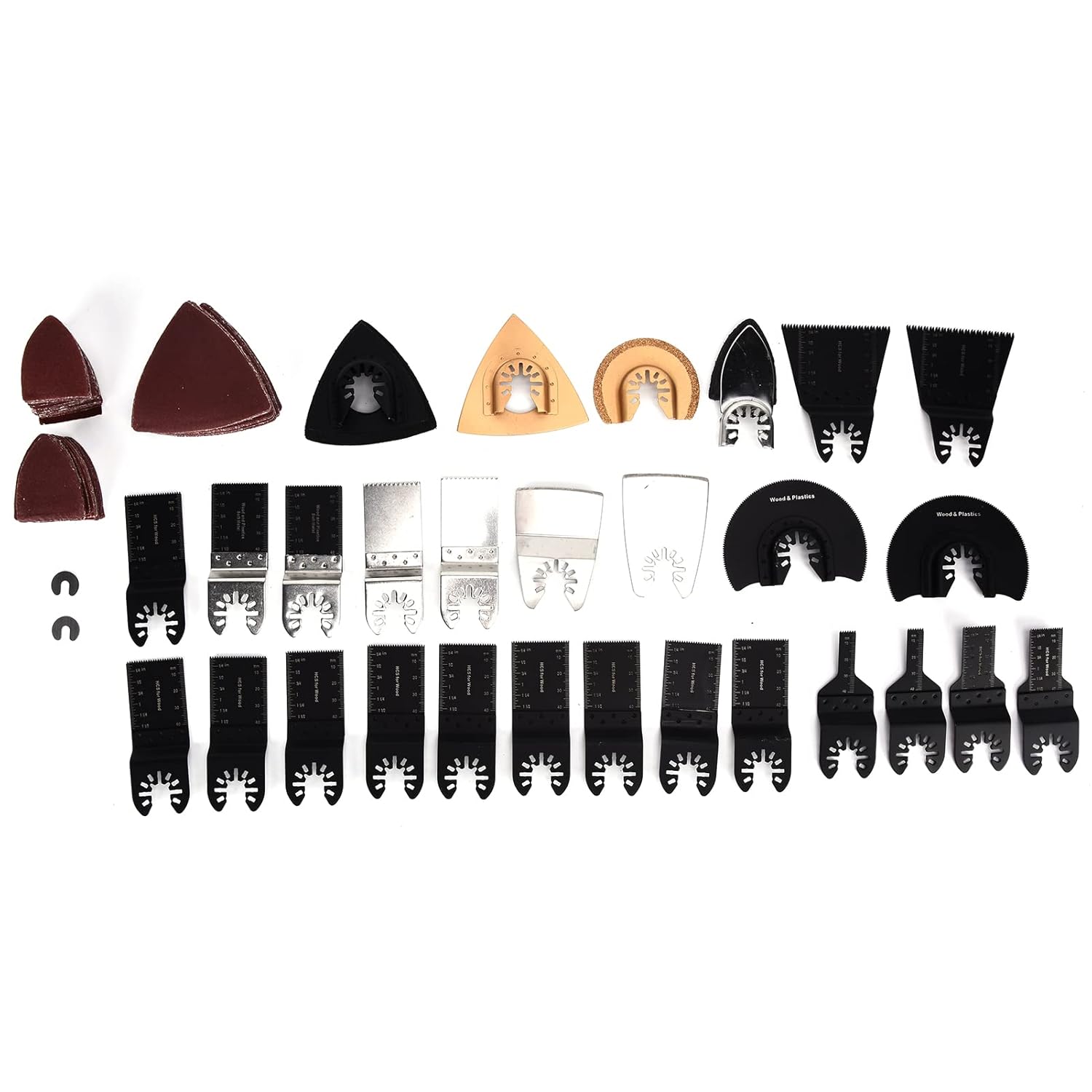 Oscillating Tool Blades Kit, High Carbon Steel Multitool Saw Blades for Metal Wood Cutting, 22 - Piece Oscillating Multitool Accessories Kit with Sandpaper and Scrapers for DIY