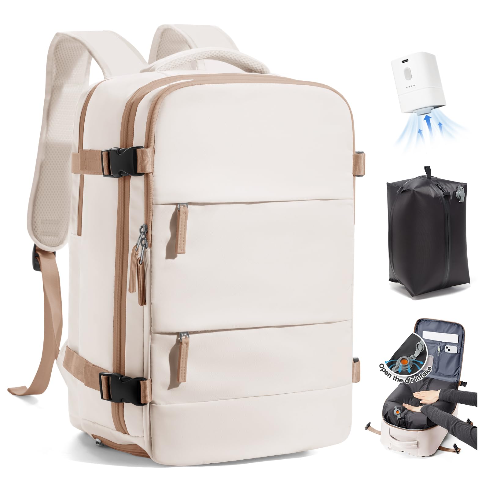 SZLX Zaino Ryanair 40x30x20 Sottovuoto con Pompa Zaino Ryanair 40x20x25 Donna Zaino da Viaggio Wizzair Bagaglio a Mano Uomo per Laptop da 14 Pollici Borse da Cabina 45x36x20 Easyjet con Porta Scarpe