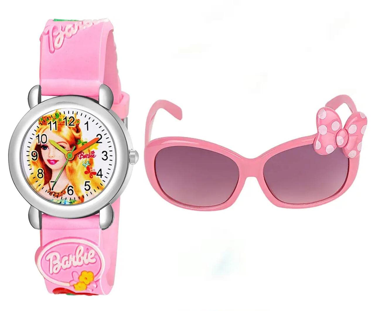 GLENVIT-X Combo Pack of White Dial Barbie Watch with Pink Sunglass for Girls Analog Watch - for Girls Kids (B0B39FDFRB) Amazon Price History, Amazon Price Tracker